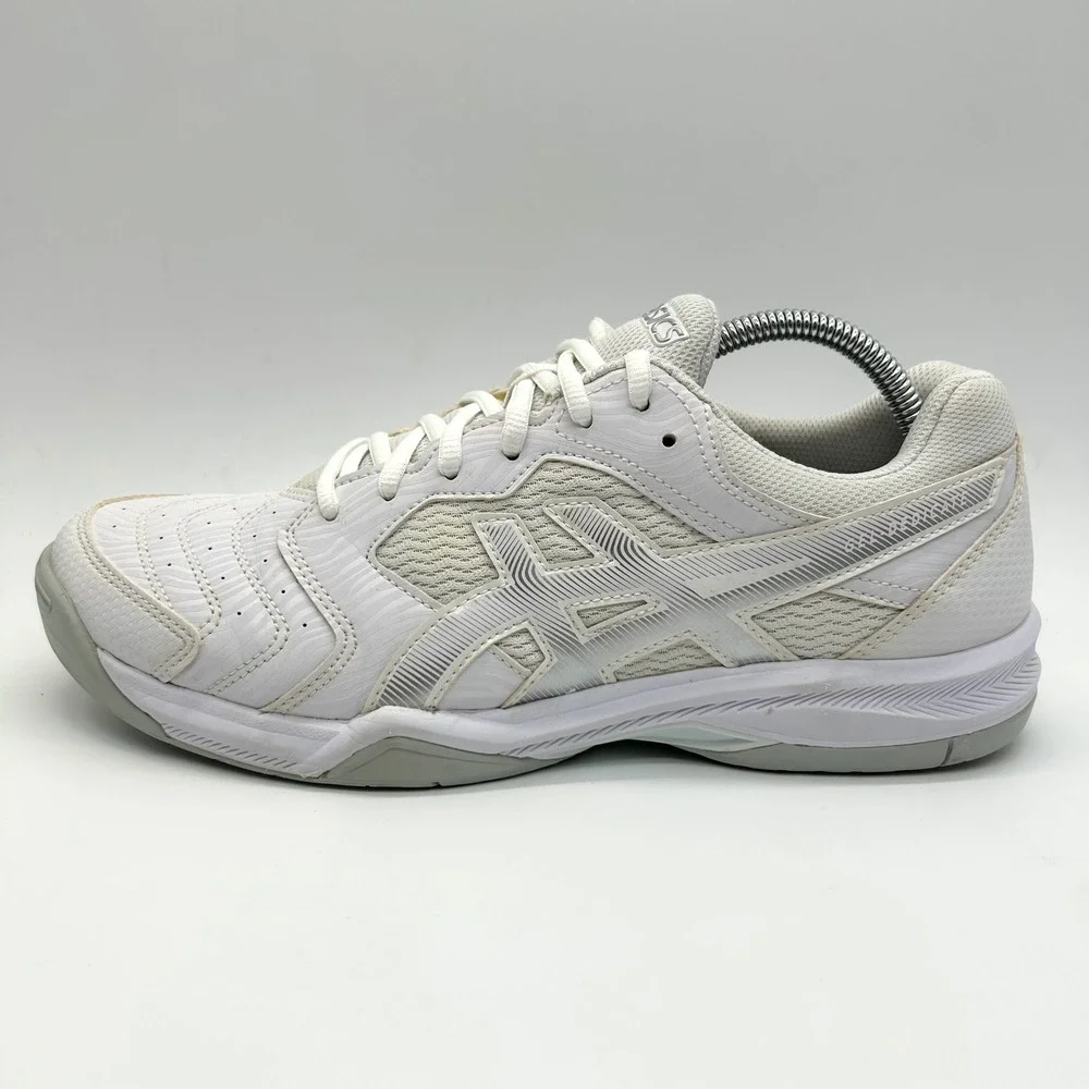 ASICS Gel-Dedicate 6 Tennis Shoes Mens 9 White Silver Athletic Court Sneakers